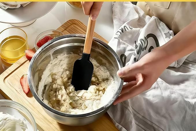 Silicone Spatula Set 3 Pieces - BPA Free&600 ° F High Temperature Resistant, Suitable for Baking, Cooking, and Stirring, Non Damaging and Non Sticky Pot Coatings