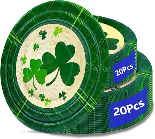 St Patrick's Day 40Pcs Disposable Paper Plates,Including 20pcs 9" and 20pcs 7" Plates,Strong and Sturdy Disposable Plates for St Patrick's Day Party, Dinner, Holiday, Picnic,Dinner Table, Wedding