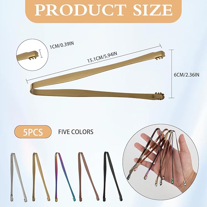 5 Pcs Egg Chalaza Removal Tool with Toothed Stainless Steel Tongs, Compact 5.9" Eggshell Fragment for Precision Cooking, Baking, Plating and Garnishing, Kitchen Tool for Chefs and Home Bakers