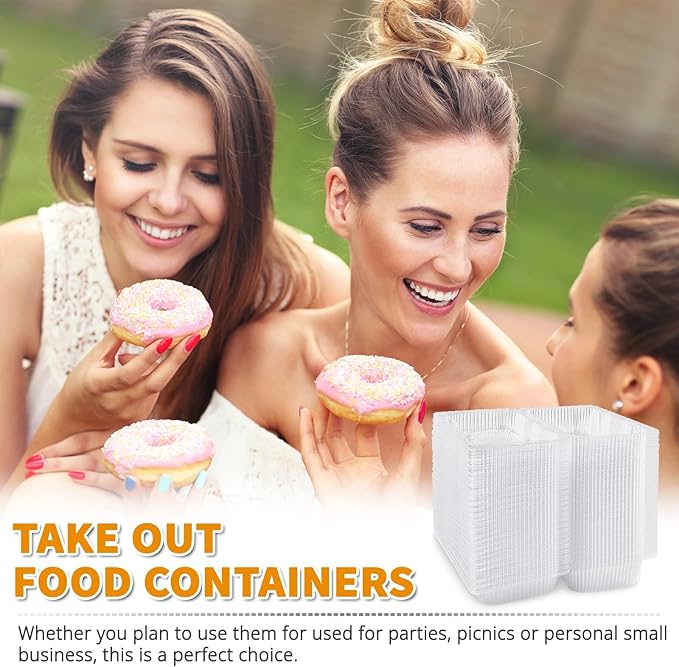 Zezzxu 80 Pack Clear Hinged Plastic Containers, Sturdy To Go Clamshell Food Containers with Lids, Disposable Take Out Boxes for Desserts Cake Slices Sandwich Salad Cookies (7.2 × 4.7 ×3 Inches)