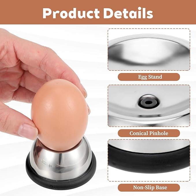 SHENLIU Egg Piercer for Raw Eggs, Stainless Steel Egg Poker, Stainless Steel Egg Piercer for Hard Boiled Eggs with Retractable Pin Egg Peeler Tool for Hard Boiled Eggs Hole Puncher