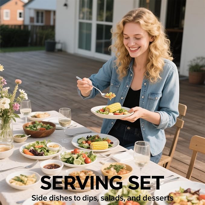 14 Pieces Serving Utensils, Large Spoons Slotted Spoon Forks Tongs, Stainless Steel Pie Cake Server for Buffet Catering