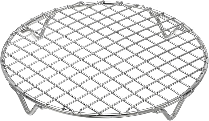 uxcell Round Cooking Rack 7.9 Inch Dia Stainless Steel Wire Cooling Steamer Rack for Baking Canning Cooking Roasting Cooling Grilling Drying, Silver