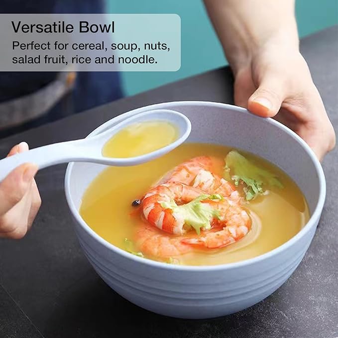 Unbreakable Cereal Bowls Set of 6, 24 OZ Made from Wheat Straw, Microwave & Dishwasher Safe, BPA-Free, for Dessert, Cereal, Serving, Soup, Oatmeal, Pasta, Salad, Lightweight Soup