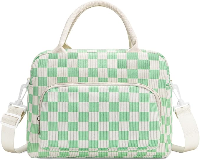 Lunch Box for Women Insulated Lunch Bag Women Adult Cute Lunch Bags Reusable Lunchbox Cooler Tote Bag for Work Picnic (Green Plaid)