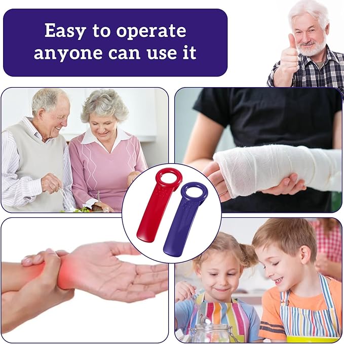 2 PACK Easy Grip Jar Opener Gripper, Jar Key for Seniors, Arthritis, Carpal Tunnel Sufferers, Durable Plastic Lid Opener（Blue/Rose Red）