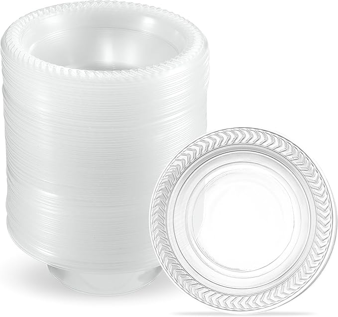 PLASTICPRO 40 Pack Clear Plastic Soup Bowls 5 oz Durable Disposable Small Plastic Bowls for Parties Events BBQ