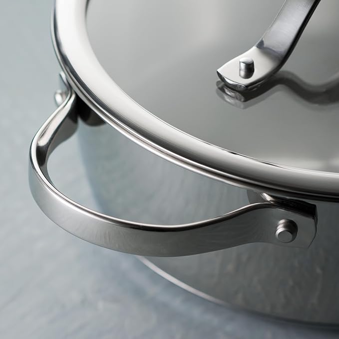 Tramontina Tempo Tri-Ply Base Stainless Steel 6-Quart Braiser Pan with Glass Lid, Induction-Ready, Oven-Safe, Dishwasher-Safe