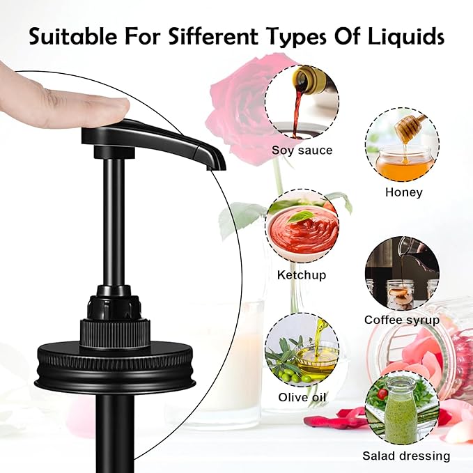 Mason Jar Honey & Coffee Pump Dispenser Lid fit 2.75 Inch Regular Mouth,Food Grade Pumps and Stainsteel Steel Lids for Ketchup,Syrups, Condiments,NO Rust,NO JAR QurHapzy