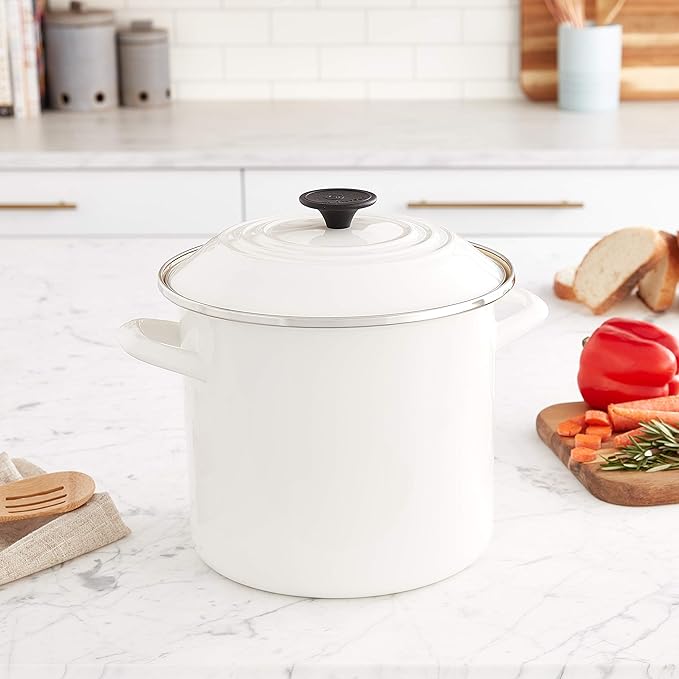 Le Creuset Enamel On Steel Stockpot, 8 qt., White