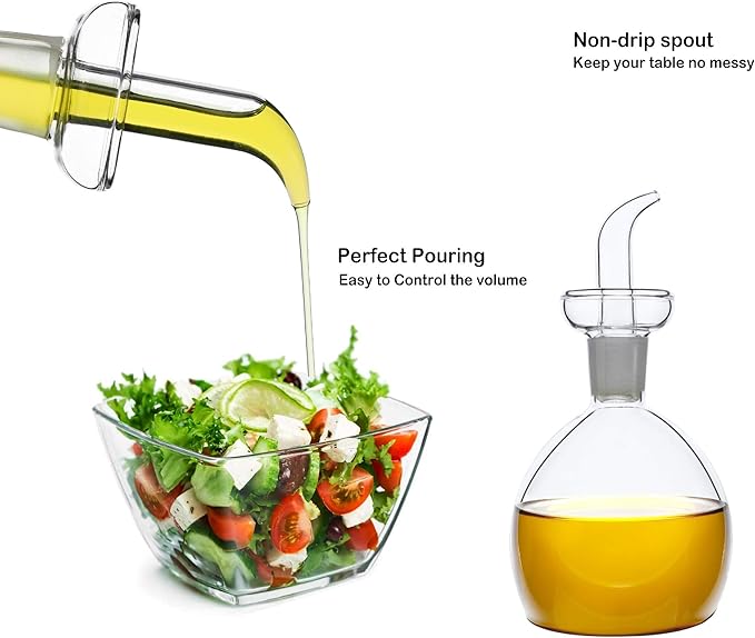 HAIZEEN 5 oz / 150 ml No Funnel Needed Olive Oil & Vinegar Dispenser Glass Cruet Decanter for Kitchen,Lab glassware seal handicraft Keeps Fresh Longer