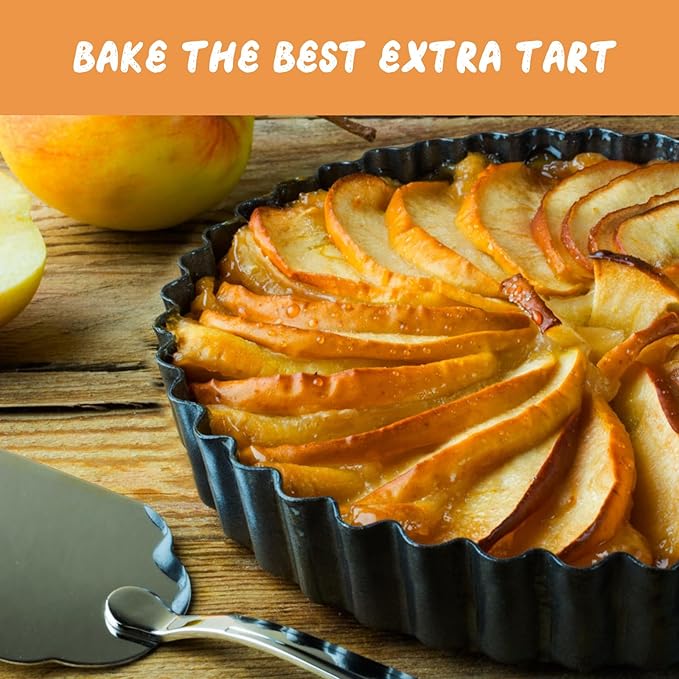 Deep Tart Pan, 9.5 x 2.2 Inches Non-Stick Tall Tart Pan Bottom Can Be Removed. Suitable for Making Various Pies, Tarts and Quiche. Easy to Clean is the Choice for Home Baking.
