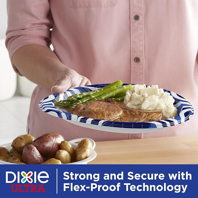 Dixie Paper Plates, 10 Inch, 44 Count | 3X Stronger | Heavy Duty | Microwave-Safe | Soak-Proof