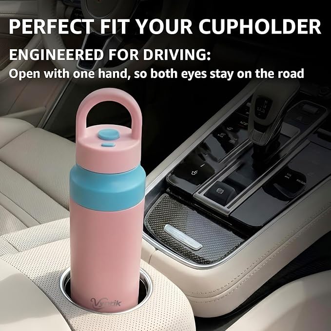 Pink Stainless Steel Water Bottle Insulated 20 oz Tumbler with Handle,Leak Proof Travel Bottles,Water Cup with Lids