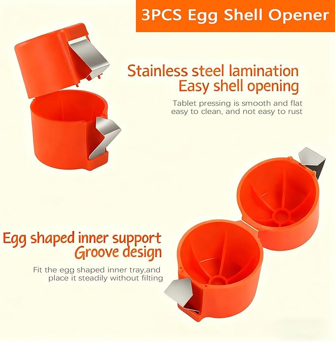 3 PCS Egg Shell Opener for Hard Boiled Eggs, Egg Peeler Tool for Raw Egg Breaker Cracker Tool Egg Shell Cutter Egg Separator For Kitchen Gadgets