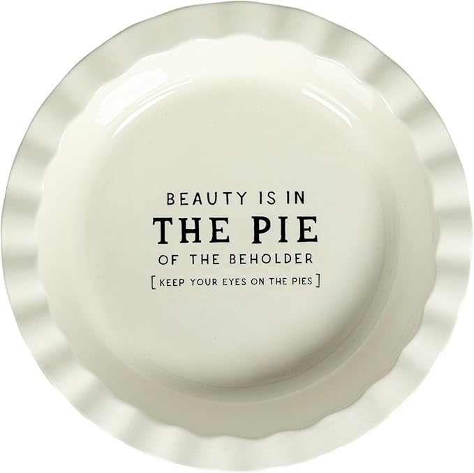 Creative Co-Op, White Round Stoneware Pie Dish, Medium