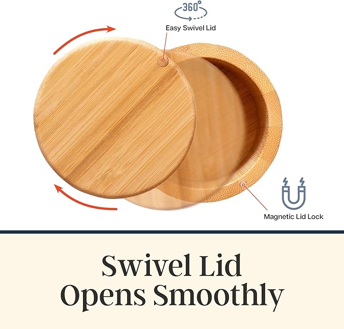 Totally Bamboo Salt Cellar with Swivel Lid – Bamboo Spice Box Storage Container for Kitchen Countertop with Magnetic Closure – Ideal for Sea Salt, Spices and Herbs