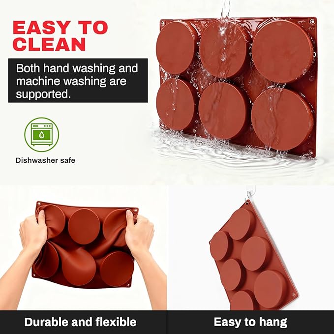 3Pack Larger Silicone Muffin Pans for Baking, 18-Cavity Round Molds, Easy to Pop, Nonstick, Top Pan for Egg Bite, Sandwiches, Mini Cake, Chocolate Dessert, Hamburger Making