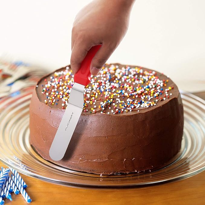 Offset Spatula set of 3 Red 6 8 & 10 Inch Cake Frosting Angled Icing Spatula for Decorating