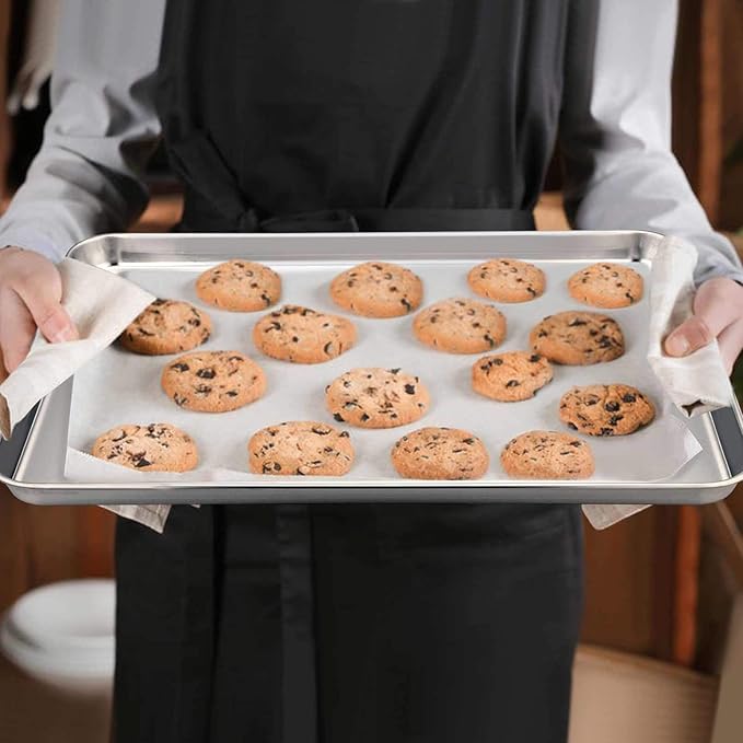 TeamFar Toaster Oven Pan, Stainless Steel Toaster Oven Tray Quarter Sheet Pan, 12.4’’x 9.7’’x1’’, Non Toxic & Healthy, Rust Free & Mirror Finish, Easy Clean & Dishwasher Safe