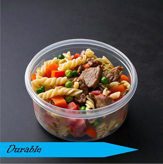 Mr Miracle 8OZ Deli Containers with Lids - 24 Pack of 8 oz Clear Airtight Reusable Plastic Food and Multi-Purpose Deli Containers - Microwave, Freezer, and Dishwasher Safe