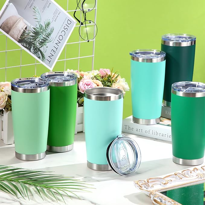 Sieral 36 Pack Stainless Steel Tumblers Bulk with Lids Double Wall Vacuum Insulated Coffee Cups Blank leakproof Powder Coated Tumblers for Engraving Wedding Graduation Party Favors(20 oz,Cool Color)
