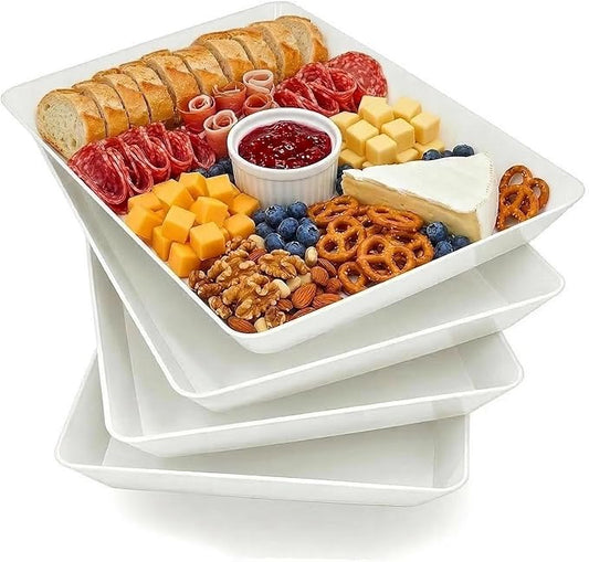Serving Tray Platter, 17.5'' x 11.5'' x 1.6'', 3 Pcs Food Tray for Veggie Fruit Snack Dessert Cookie Cheese, Food Trays for Party Supplies Display, Large Platters for Serving Food, BPA Free