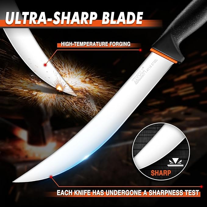 TIVOLI Slicing Knife 10 Inch - Brisket Knife with Ergonomic Non-Slip Softgrip & German Stainless Steel Razor Sharp Blade for Meat Cutting,Slicing - Gift for Men Women