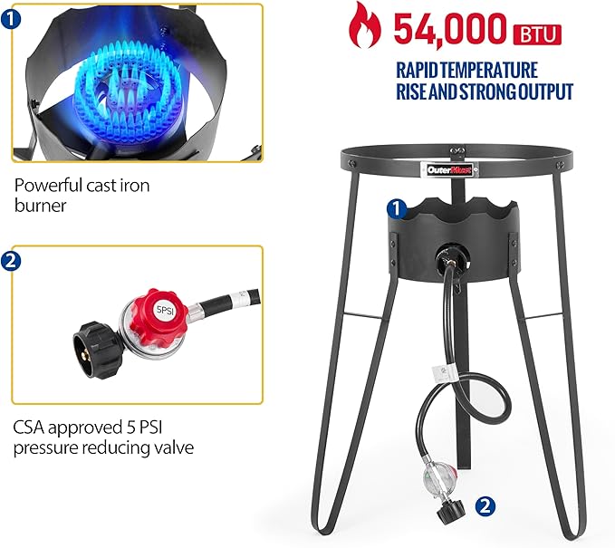Outdoor Cooker With Wok Wok Station with Cover, Iron Wok and Burner 54000 BTU for Outdoor Cooking