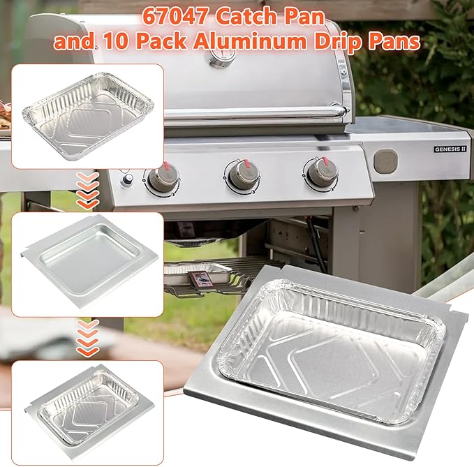 Genesis II Grease Tray with Catch Pan for Weber Genesis II 300 Series Grill (2017 and Newer), Genesis II E-310 II E315 Drip Pan Replace Weber 66036 Genesis 2 Grease Tray, 18.1" L x 13.34" W x 3.87" H