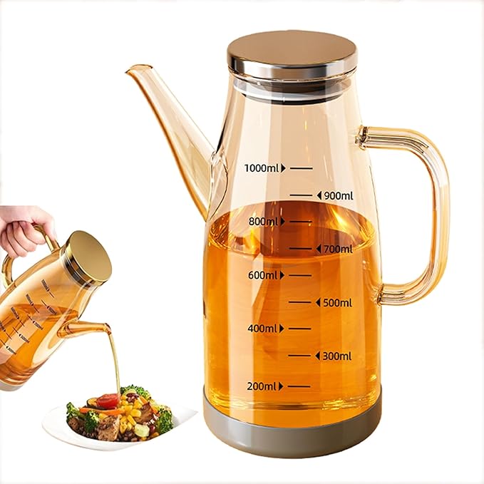 2025 Oil Dispenser Bottle with Drip Free Spout Food Grade Oil Vinegar Cooking Sprayer Kitchen Glass Container Bottles (1000 ML)