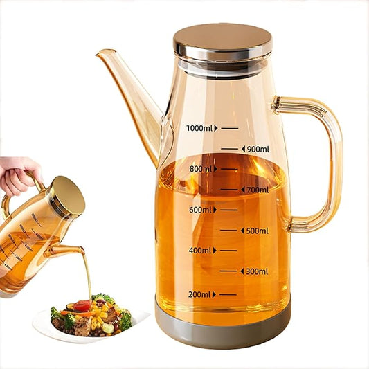 2025 Oil Dispenser Bottle with Drip Free Spout Food Grade Oil Vinegar Cooking Sprayer Kitchen Glass Container Bottles (1000 ML)