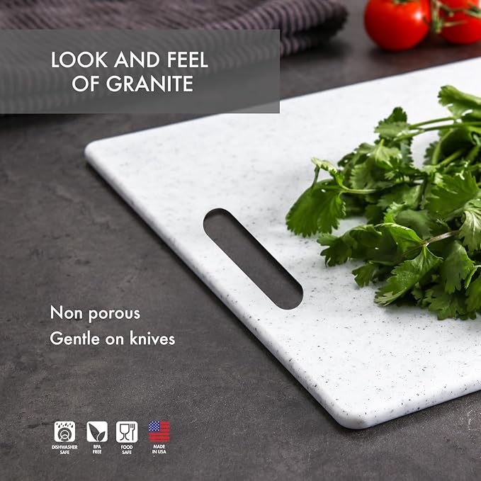 Dexas Superboard Cutting Board with Handle 11 x 14.5 inch Blue Granite, Kitchen Prep Board, Dishwasher Safe, Non-Porous Poly Surface, Made in USA