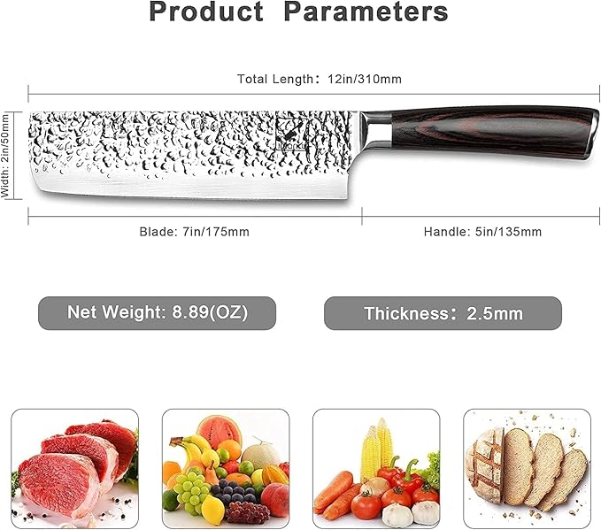 imarku Nakiri Knife, Razor Sharp 7 Inch Multipurpose Vegetable Japanese Chef Knife, High Carbon Stainless Steel Meat Cleaver, Gyutou Knife with Ergonomic Handle, Unique Gifts for Men and Women