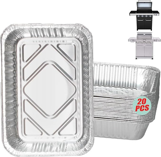 20Pcs Drip Pans Liners for Most Monument Grills 24367 13762 Accessories, Universal Aluminum Grease Tray for Monument 35633 24633 17842 25392 14633 41847NG Parts and More, Foil Liners 8.4''L x 5.8''W