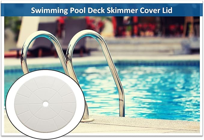 Swimming Pool Skimmer Cover Debris Canister Deck Lid 9 1/8" Inch Skimmer Valve Replacement Lid (White)