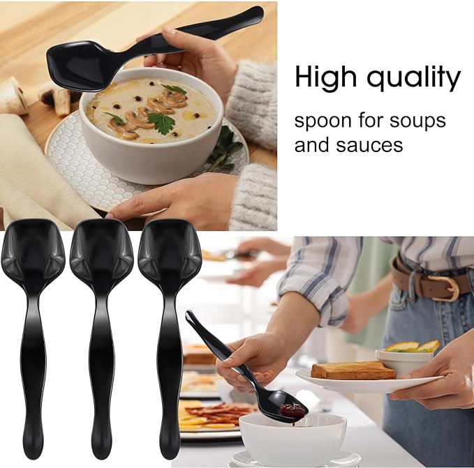 Patelai 72 Pcs Disposable Plastic Serving Utensils Set Including Black Disposable Serving Spoons Forks and Tongs Plastic Buffet Ware Supplies for Party Catering Restaurant Picnic Dinner