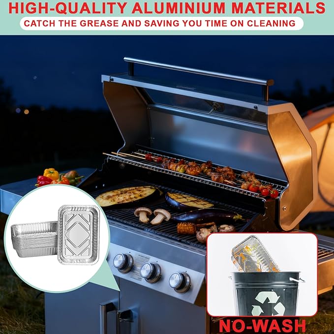20Pcs Drip Pans Liners for Most Monument Grills 24367 13762 Accessories, Universal Aluminum Grease Tray for Monument 35633 24633 17842 25392 14633 41847NG Parts and More, Foil Liners 8.4''L x 5.8''W