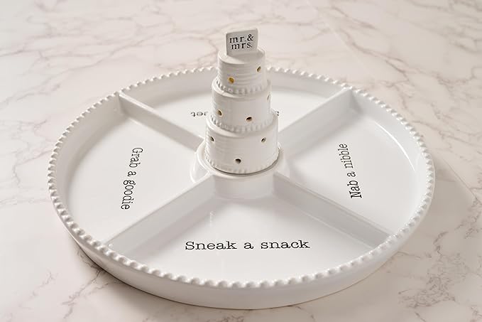 Mud Pie Circa Divided Tray, White, 12 1/4" dia | Base for Interchangable Platter Inserts