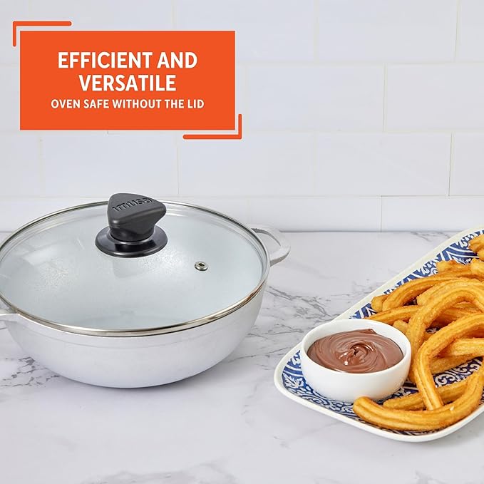 IMUSA Caldero Stock Pot with Glass Lid 3.7QT, Cast Aluminum, Perfect for Serving Small & Medium Groups, Riveted Handles, Made in Colombia, Silver