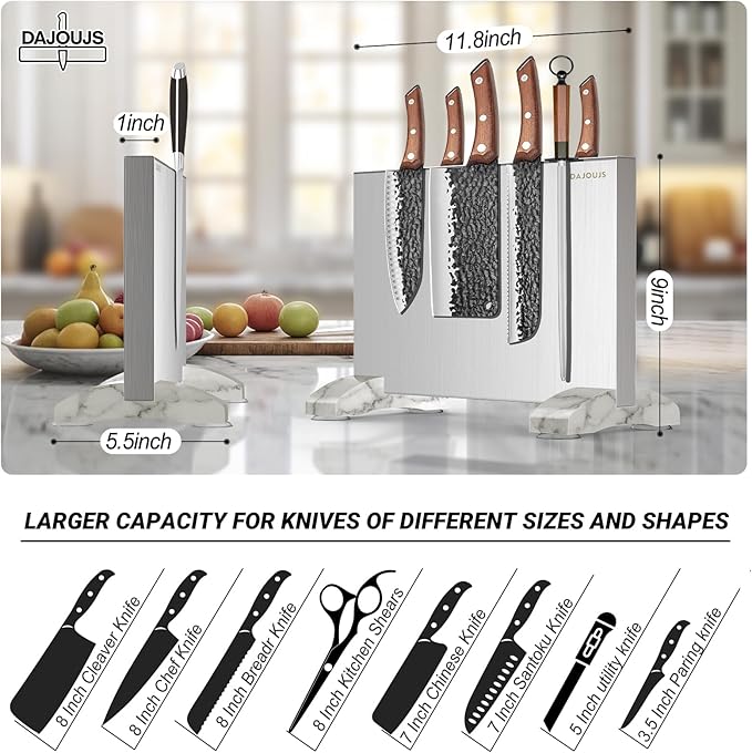 Magnetic Knife Holder, Magnetic Knife Block without Knives, Strong Double Sided Magnet Knife Storage Strip for Kitchen Counter