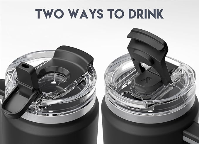 Meoky 40 oz Tumbler with Handle and Straw, Insulated Tumbler with Lid and Straw, Stainless Steel Travel Mug, Keeps Cold for 34 Hours, 100% Leak Proof, Fits in Car Cup Holder (Night)