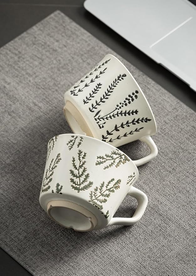 Handmade Ceramic Vintage Coffee Cup, 12oz Porcelain Mug 1 pc, Novelty Coffee Mugs Stoneware, Dishwasher & Microwave Safe, Cup for Coffee, Tea, Hot Chocolate, Housewarming Gifts for Women Men