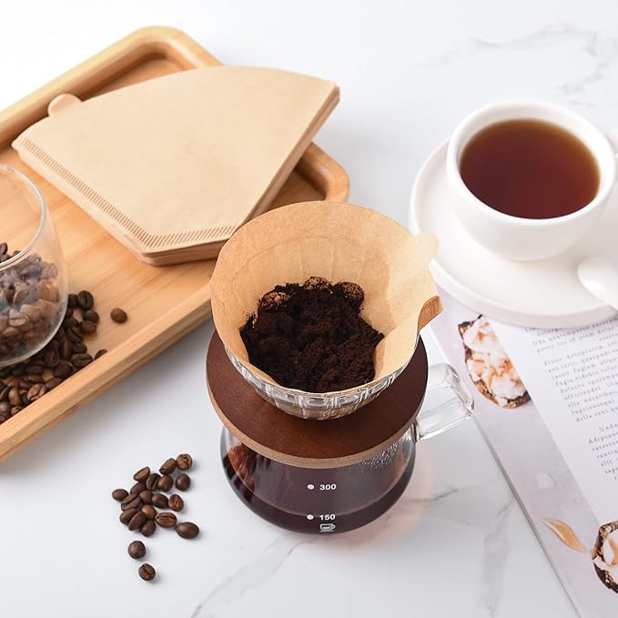 Coffee Filters 2, Set of 200 Disposable #2 Cone Coffee Filter Unbleached Natural Coffee Filters 2 Cone Paper for Pour Over Coffer Makers/Coffee Dripper Cones(2-6 Cups）