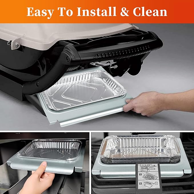 67047 Metal Catch Pan and 6415 Aluminum Liner for Weber Spirit I&II 200 and 300, Genesis I&II LX200/300 Series, Grill Grease Tray for Weber Traveler Grill, Drip Tray for Weber 67047 83156 6415