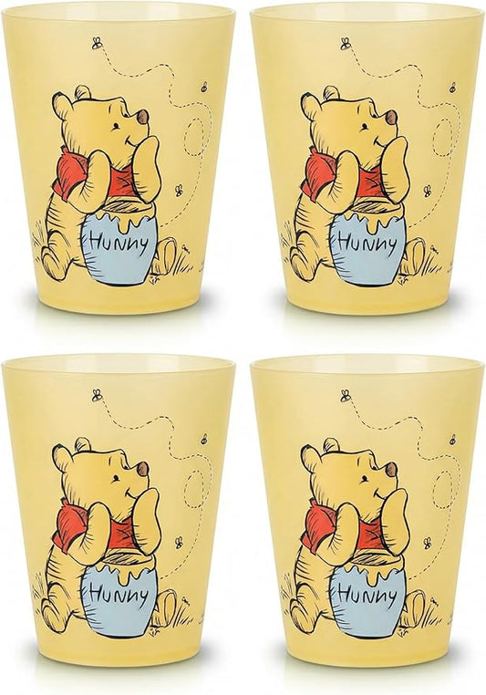 Disney Reusable Plastic Cups – 4 Pack 16 oz Plastic Drinking Glasses with Mickey, Stitch, Pooh, or Disney100 Designs – BPA-Free, Stackable, Top Rack Dishwasher Safe Tumblers for Water, Juice & More