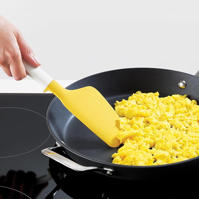 Joseph Joseph Silicone Elevate Egg Spatula with Integrated Tool Rest, White/Yellow
