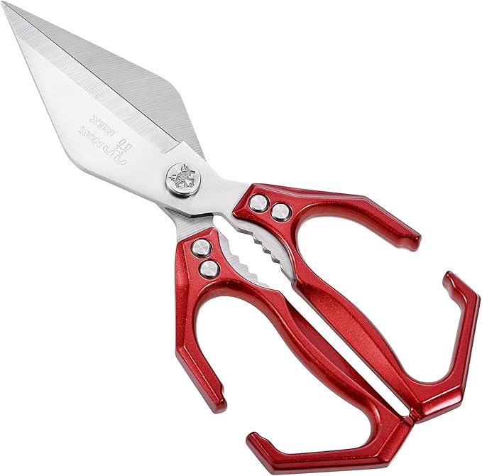 Poultry Shears - Heavy Duty Stainless Steel kitchen Scissors for food,Seafood, Vegetables, Raw and Cooked Meat,Sturdy and sharp(red)
