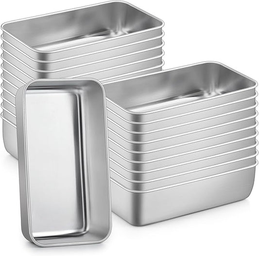 P&P CHEF Loaf Pan Set, 9 x 5 Inch Bread Pans, Stainless Steel Loaf Toast Baking Pans For Bread Meatloaf Lasagna Cake, Healthy & Non Toxic, Oven Safe& Easy Clean, (Silver, 20Pcs)