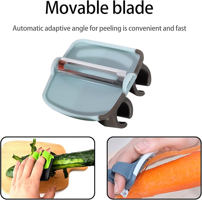 4Pcs Palm Fruit Peeler, Silicone Finger Grips Peeler, Finger Potato Peeler, Hand Vegetable Peeler with Comfortable Rubber Finger Grip for Pumpkin Carrot Cucumber Potato Peeling